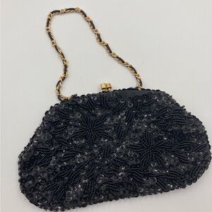 Elegant Black Beaded Clutch Vintage Sequin/Silk
Made in Hong Kong